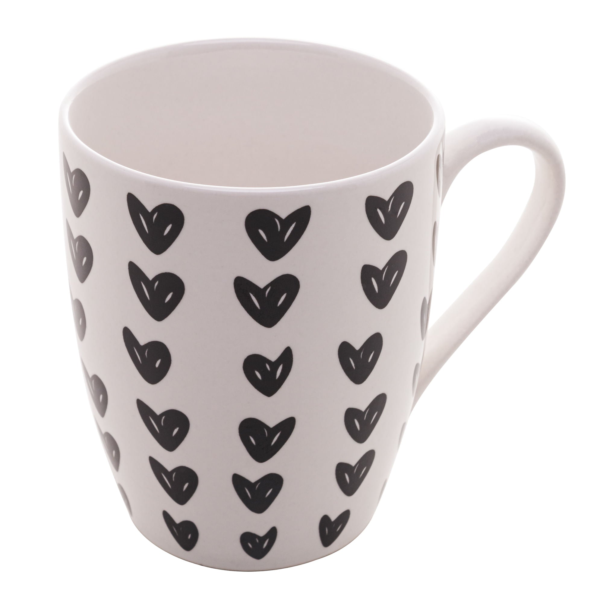 Caneca de Porcelana Cute Hearts Corações Preto e Branco 350ml - Ela Decora
