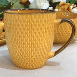 Caneca Porcelana Amarelo Drops com Detalhe Metalizado - 400ml - Ela Decora