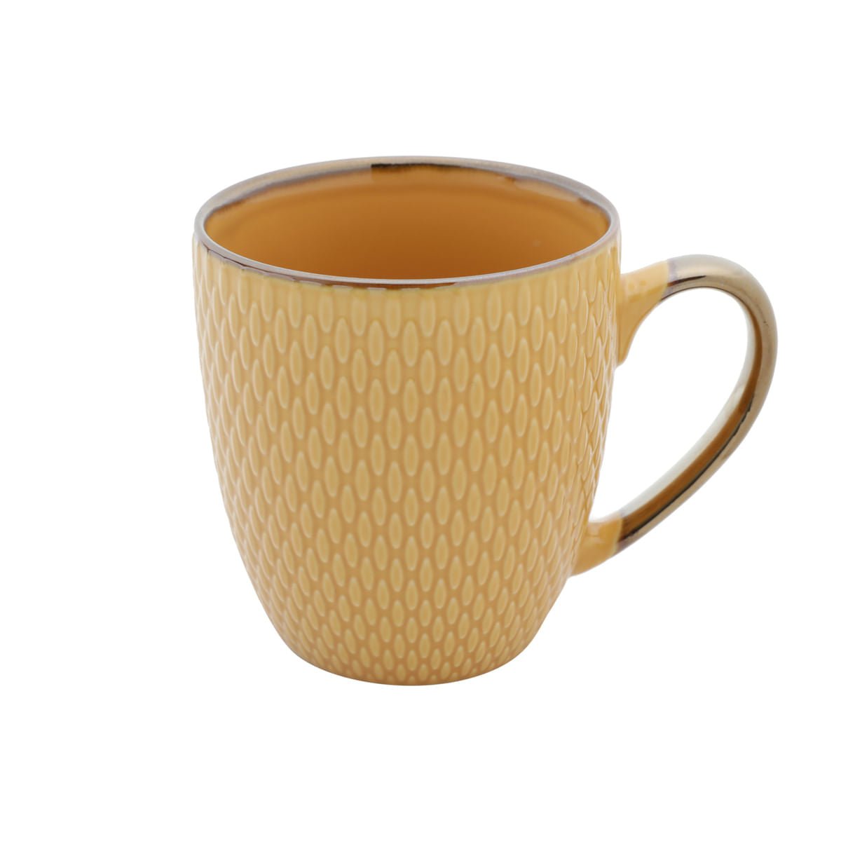 Caneca Porcelana Amarelo Drops com Detalhe Metalizado - 400ml - Ela Decora