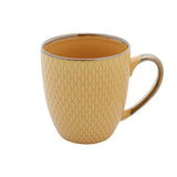 Caneca Porcelana Amarelo Drops com Detalhe Metalizado - 400ml - Ela Decora