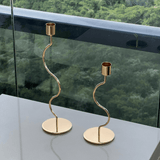 Castiçal em Metal Dourado 28,5cm G - Ela Decora