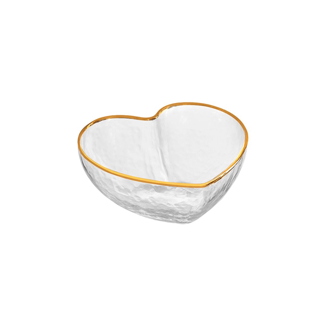 Centro de Mesa Bowl Coração com Borda Dourada 9cm - Ela Decora