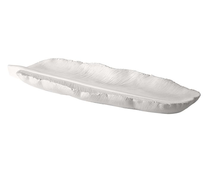 Centro de Mesa Folha em Poliresina Branca 26cm - Ela Decora