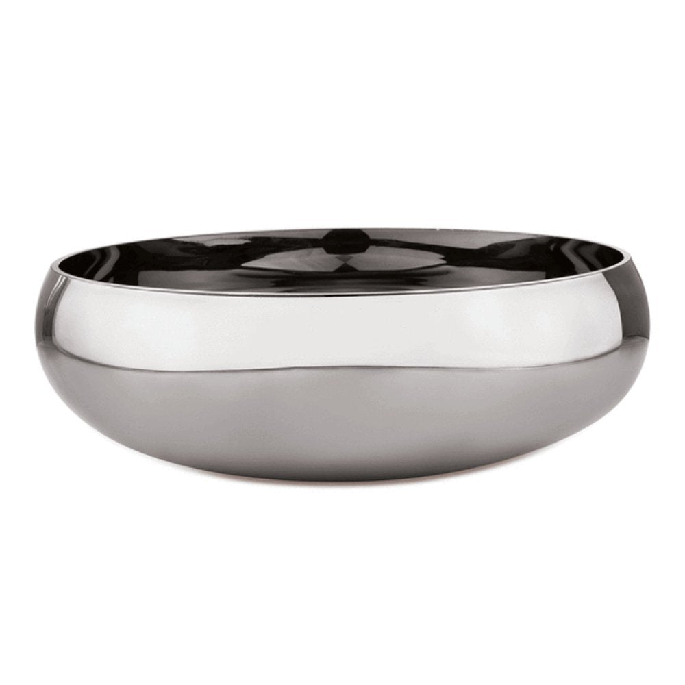 Centro De Mesa Metalizado Prata Circular Em Vidro - 30 cm - Ela Decora