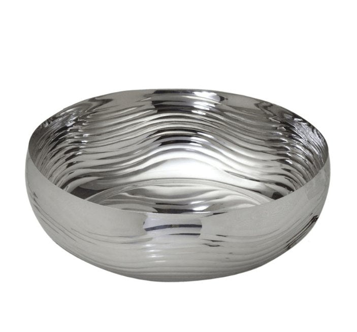 Centro de Mesa Ondulado Cromado 25cm - Ela Decora