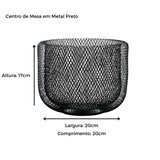 Centro de Mesa Redondo em Metal Preto 20cm - Ela Decora