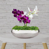 Centro de Mesa Redondo em Vidro Cromado - Ela Decora