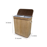 Cesto de Roupa Duplo em Bambu com Tampa 53,5cm - Ela Decora