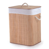 Cesto de Roupas Bambu com Tampa 41cm - Ela Decora