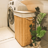 Cesto de Roupas Bambu com Tampa 60cm - Ela Decora