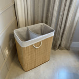 Cesto de Roupas em Bambu 2 Compartimentos - Ela Decora