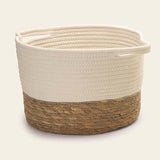 Cesto em Algodão e Fibra Natural G 37 cm x 30 cm x 20 cm - Ela Decora