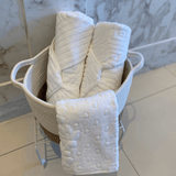 Cesto em Algodão e Fibra Natural P 32 cm x 27 cm x 20 cm - Ela Decora