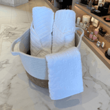 Cesto em Algodão e Fibra Natural P 32 cm x 27 cm x 20 cm - Ela Decora