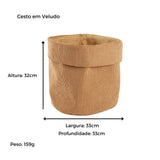 Cesto em Veludo 33cm - Ela Decora