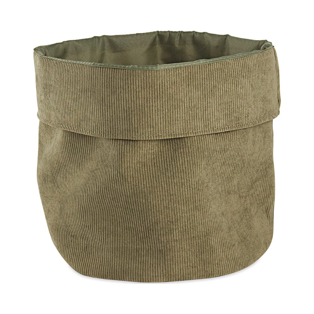 Cesto em Veludo Verde 33cm - Ela Decora