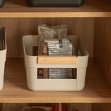 Cesto Lume Plástico e Bambu Bege 7,5L