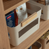 Cesto Lume Plástico e Bambu Bege 14L