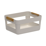 Cesto Lume Plástico e Bambu Bege 14L