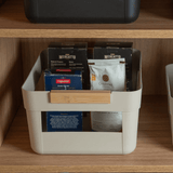 Cesto Lume Plástico e Bambu Bege 14L