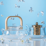 Chaleira de Vidro Borossilicato com Alça de Bambu 800ml - Ela Decora