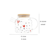 Chaleira de Vidro com Tampa de Bambu Heart 600ml - Ela Decora