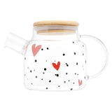Chaleira de Vidro com Tampa de Bambu Heart 600ml - Ela Decora