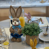 Coelho de Páscoa Decorativo com Roupa Azul 35cm - Ela Decora