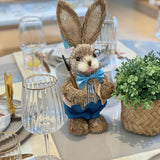 Coelho de Páscoa Decorativo com Roupa Azul 35cm - Ela Decora