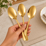 Jogo 6 Colheres Positano Dourada 18cm