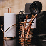 Concha de Nylon Preta com Cabo De Aço Inox Rose Gold 30cm - Ela Decora