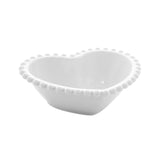 Conjunto 2 Bowls Porcelana Coração Beads Bolinha Branco - 15 cm - Ela Decora