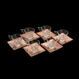 Conjunto 2 Xícaras De Vidro Para Café Com Pires Veneza Rose Gold - 70ml - Ela Decora