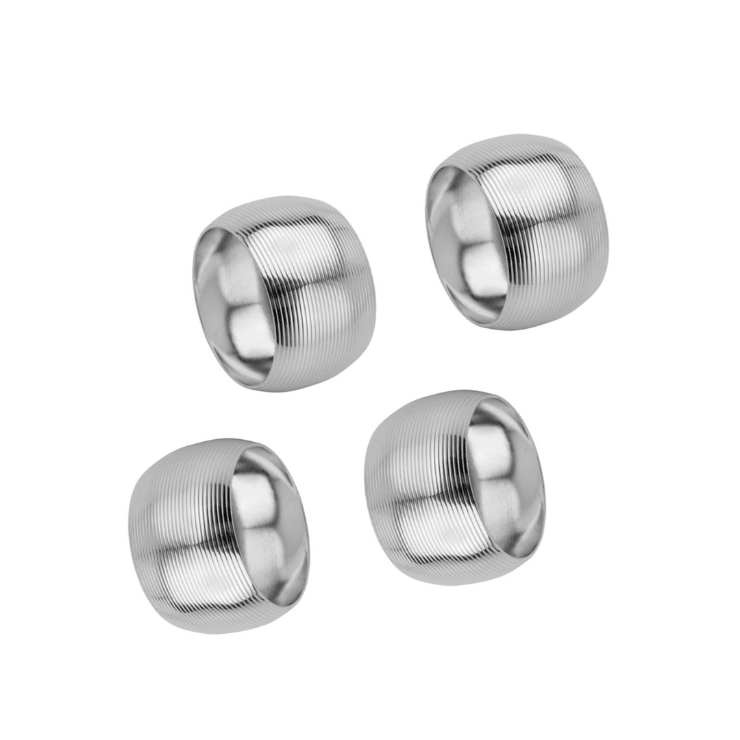 Conjunto 4 Anéis Para Guardanapo de Aço Niquelado Circle Prata 4,5cm - Ela Decora