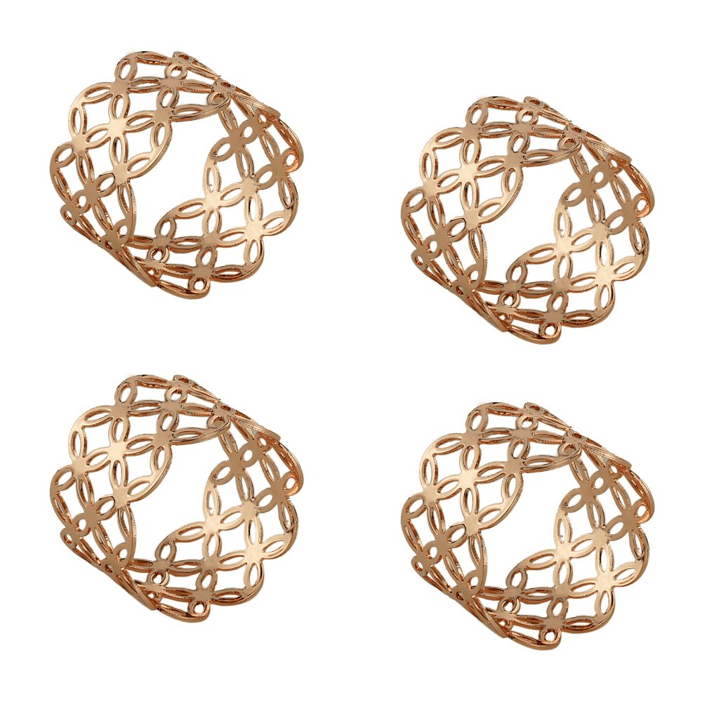 Conjunto 4 Anéis Para Guardanapos Metal Stars Rose Gold - Ela Decora