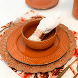 Conjunto 4 Anéis Para Guardanapos Metal Trançado Rose Gold - Ela Decora