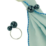 Conjunto 4 Anéis Porta Guardanapos Bolas Azul - 7cm - Ela Decora