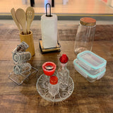 Conjunto 4 Potes Vidro Borossilicato com Tampa Hermética 65ml e Suporte de Metal - Ela Decora