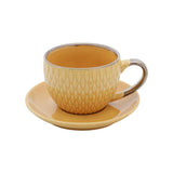 Conjunto 4 Xícaras de Café Com Pires Porcelana Amarelo Drops com Detalhe Metalizado - 90ml - Ela Decora