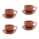Conjunto 4 Xícaras Porcelana Para Café Com Pires Laranja Drops - 90ml - Ela Decora