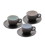 Conjunto 6 Xícaras de Café com Pires em Cerâmica Rustic Marrom 90ml - Ela Decora