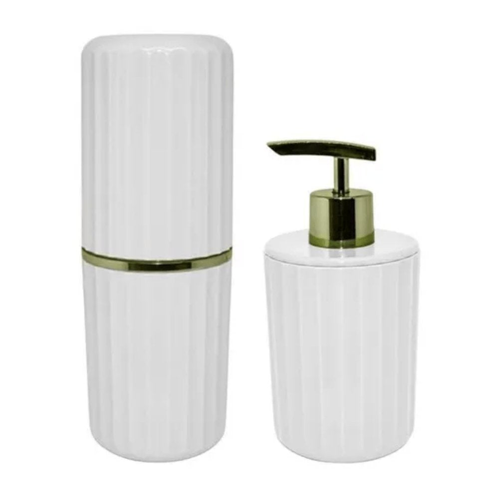 Conjunto De Banheiro Groove Branco - 2 Peças - Ela Decora
