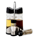 Conjunto Galheteiro Vidro Borossilicato Tampa Plástica com Suporte Donattelo 5 Peças - Ela Decora