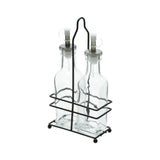 Conjunto Galheteiros Vidro Borossilicato com Suporte de Metal Preto 3 Peças - Ela Decora