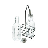 Conjunto Galheteiros Vidro Borossilicato com Suporte de Metal Preto 3 Peças - Ela Decora