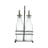 Conjunto Galheteiros Vidro Borossilicato com Suporte de Metal Preto 3 Peças - Ela Decora