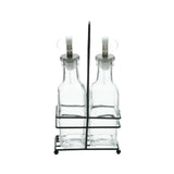 Conjunto Galheteiros Vidro Borossilicato com Suporte de Metal Preto 3 Peças - Ela Decora