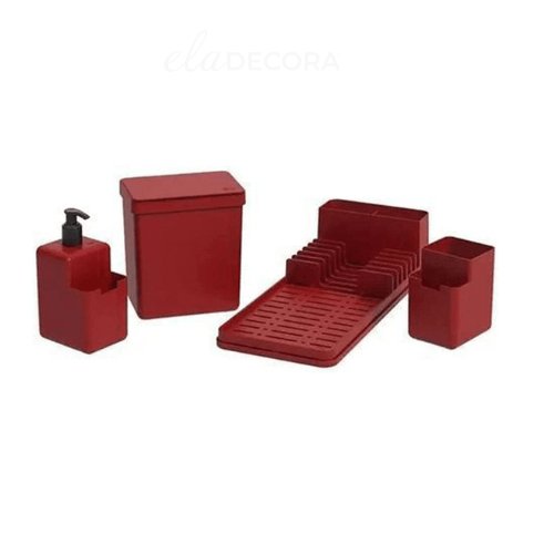 Conjunto Organizador de Pia Vermelho - Ela Decora