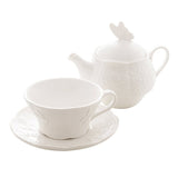 Conjunto para Chá 3 Peças de Porcelana New Bone Butterfly Flower - Ela Decora