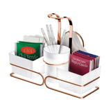 Conjunto para Chá e Café Porta Sachês Mexedor Branco e Rose Gold 3 em 1 - Ela Decora